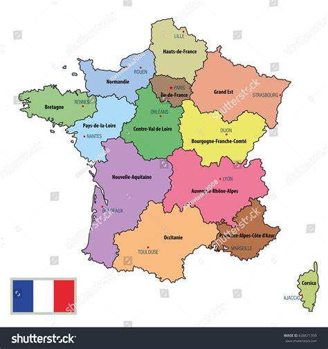 Vector Highly Detailed Political Map France Stock Vektor Royaltyfri