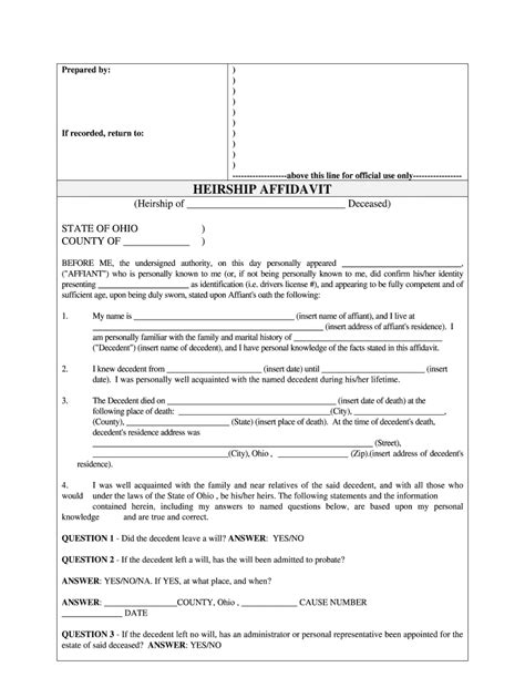 Affidavit Template Ohio Form Fill Out And Sign Printable Pdf Template Signnow