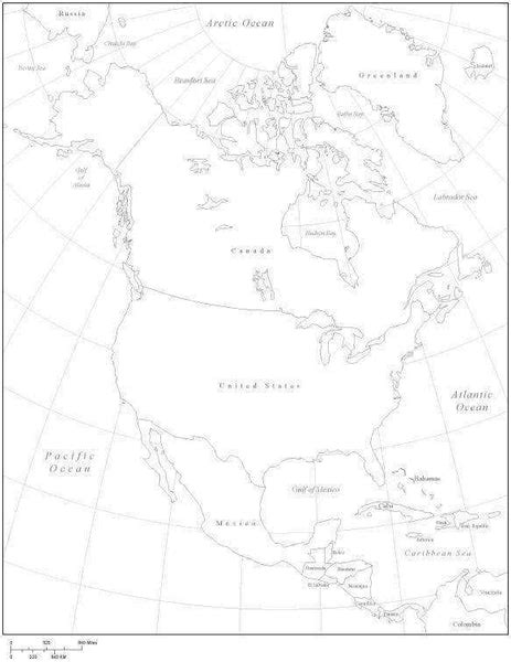 North America Black And White Map