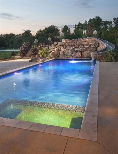 Beautiful Modern Pool With L E D Features Spill Over Spa And A