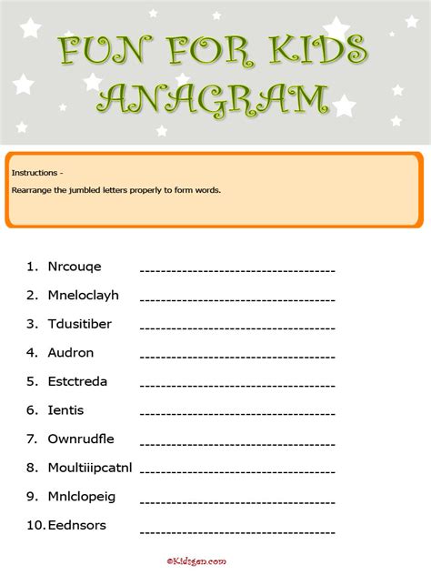 Printable Anagram Worksheets