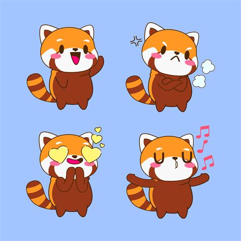 Cute Red Panda Drawing Cartoon Red Panda Sticker 6529072 Vector Art At