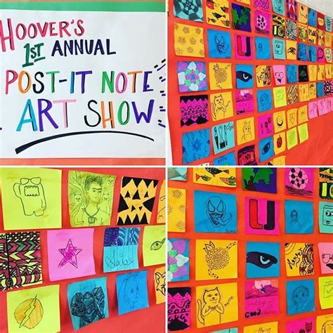 Post It Note Art Show Art Lessons Middle School Art School School Age