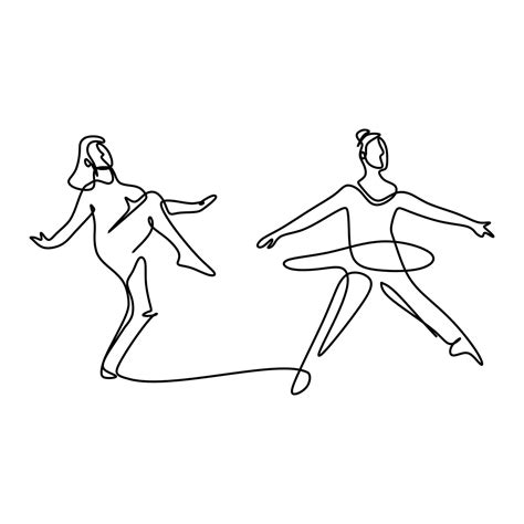 Continuous One Line Drawing Of Young Woman Practicing Ballet Dancing