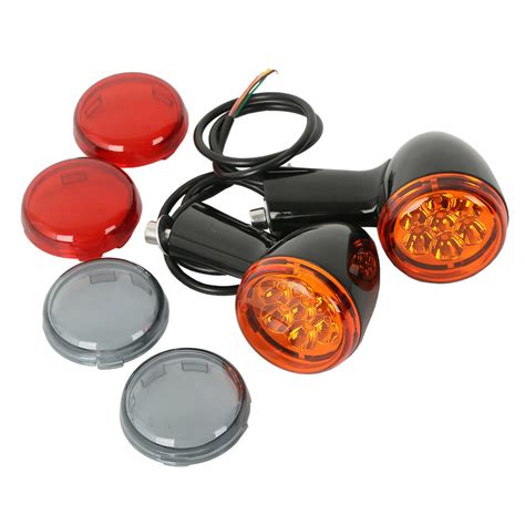 Long Bracket Rear LED Turn Signal And Tail Light Black For Sportster And Dyna Motorcycles SMA