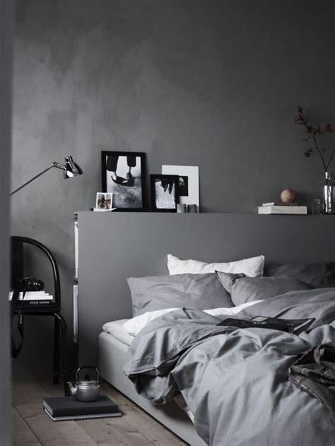 Scandinavian Bedroom With Modern Interior In Grey Minimalist Bedroom