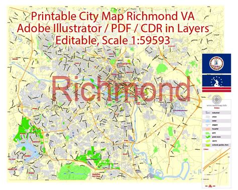 City Map Richmond Va Vector Urban Plan Illustrator Editable Street Map