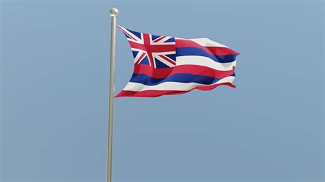 Bandera De Hawái En El Asta De La Bandera Bandera Hi Ondeando En El