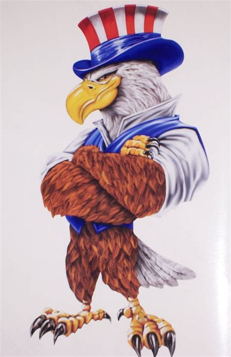 Angry Uncle Sam Eagle American Flag Full Color Graphic Window Decal Stick