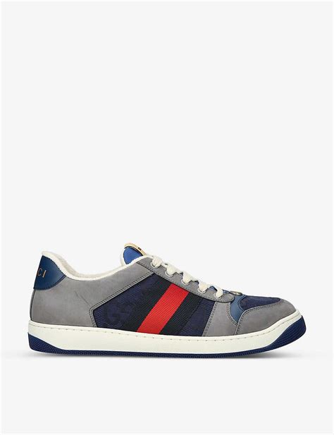 Gucci Screener Monogram Print Canvas Trainers In Blue For Men Lyst