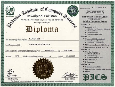 Computer Institute Certificate