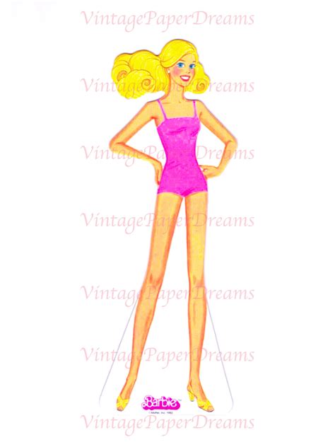 vintage paper doll printable pdf barbie paper doll 1983 etsy