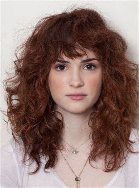 Trendy Layered Long Curly Hair Capless Synthetic Hair With Bangs Wigs