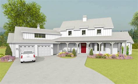 Typically, we allow for 9 to 10 feet in width per car and 20 to 24 feet in depth. Plan 28912JJ: Modern Farmhouse with Angled Garage Plus ...