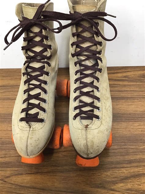 vintage riedell sure grip jogger roller skates tan orange wheels size 9 ebay