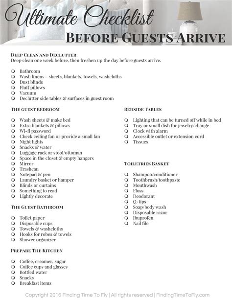 Ultimate Checklist Before Guests Arrive Finding Time To Fly Guest