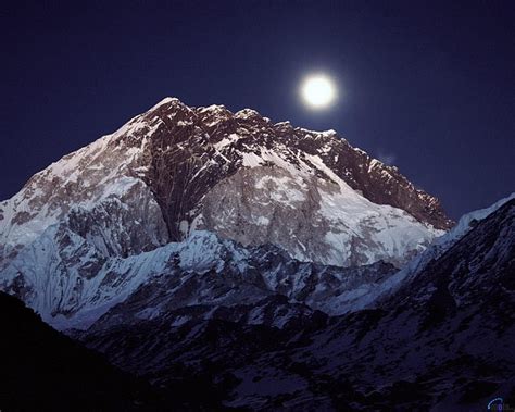 Full Moon Over Mountain Mountain Moon Snow Night Hd Wallpaper Peakpx