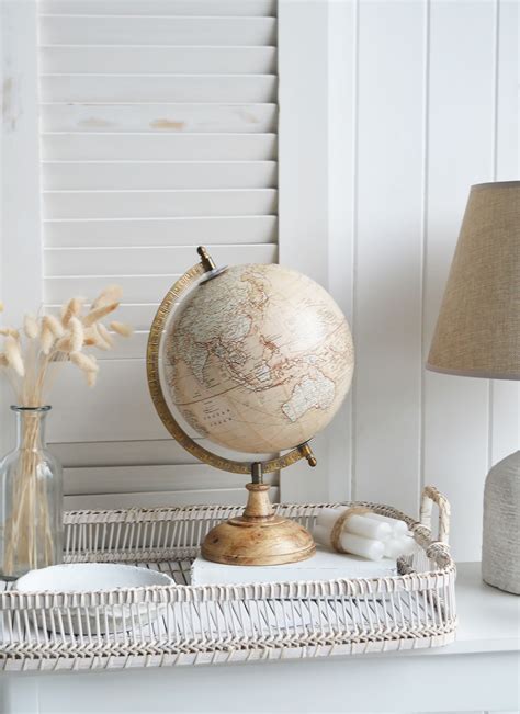 Decorative Spinning Globe Coastal Hamptons Home Decor