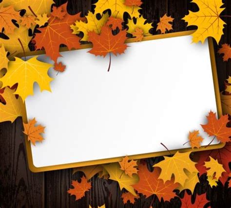 Blank Paper And Autumn Leaves Background Vector Free Download
