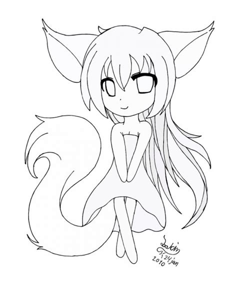 Anime Wolf Girl Coloring Pages At Free Printable