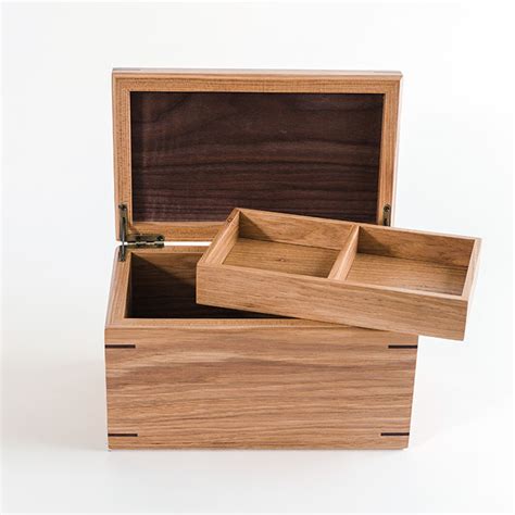 keepsake memory box personalized hickory with walnut wood mad tree woodcrafts®