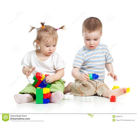 Little Children Boy And Girl Playing Together Stock Image Image Of