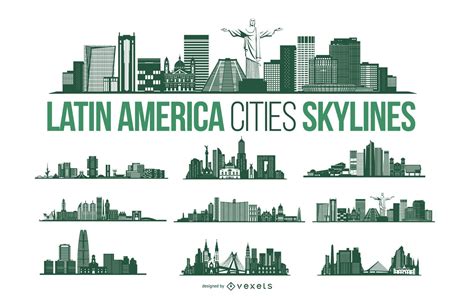 Latin America City Skyline Pack Vector Download