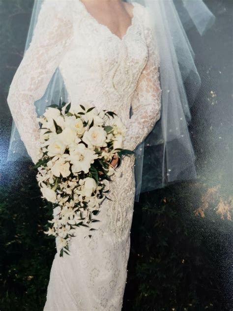 Gorgeous Amy Lee Hilton Bridal Heavy Bead Pearl White Wedding Dress