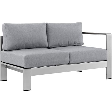 Shore 5 Piece Outdoor Patio Aluminum Sectional Sofa Set Silver Gray