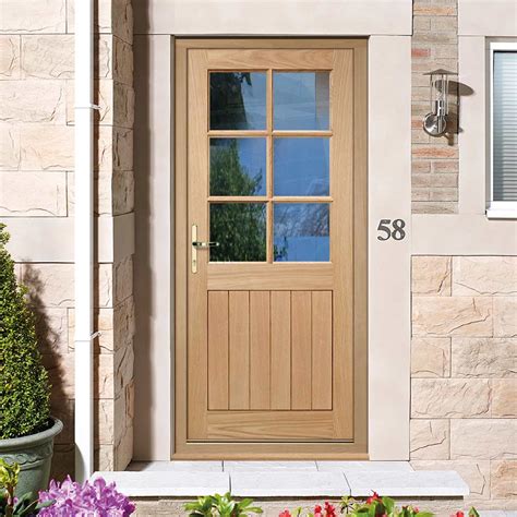 Cottage 6l Exterior Oak Door And Frame Set Clear Double Glazing