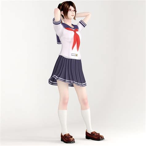 Natsumi Schoolgirl Pose 03 3d Model Max Fbx