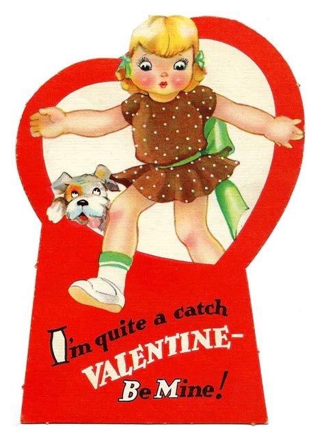 Vintage Valentine Card Im Quite A Catch Valentine Be Mine Made In