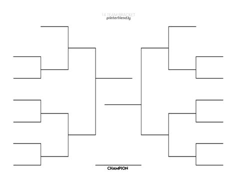 14 Team Single Elimination Bracket Printable Fillable In Pdf Format