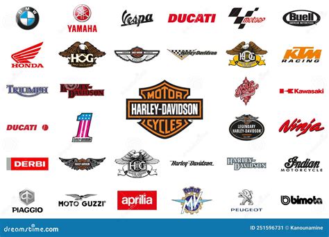 Collection Of Motorcycle Emblems Top Industry Leaders Icons Set