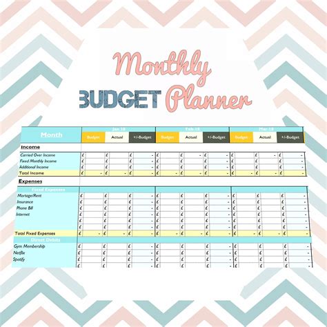 Pretty Interactive Excel 12 Month Budget Planner Excel Etsy