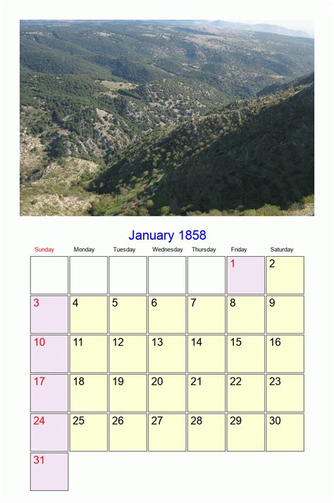 January 1858 Roman Catholic Saints Calendar