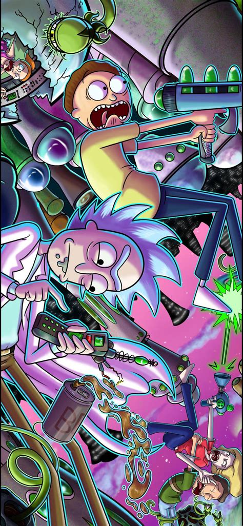 Download Rick And Morty In A Battle Iphone Wallpaper