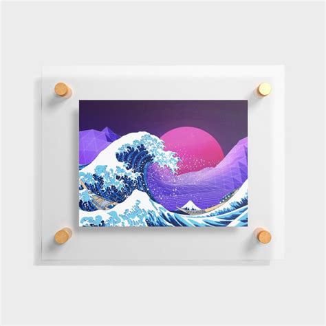 Synthwave Space The Great Wave Off Kanagawa 2 Floating Acrylic Print
