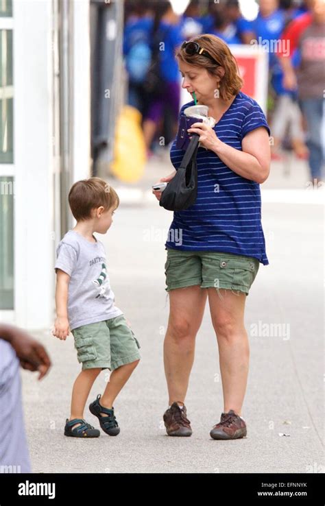 Rachel Dratch Carrying A Starbucks Iced Coffee Spotted With Her Son Eli Benjamin Walking