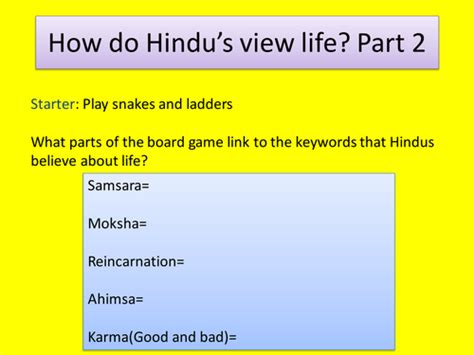 Ks3 Rers Lesson On Hinduism Hindu Life Teaching Resources