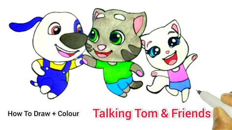 How To Draw Colour Talking Tom And Friends Friendship Talking Tom