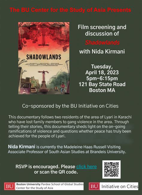 Film Screening Of Shadowlands With Producer Nida Kirmani Tuesday April 18 2023 Center For
