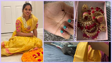 Yellow Saree Makeup Look🥻💄 Easy Nail Art 💅 Saree Foldingwhat Are The Products Which I Use