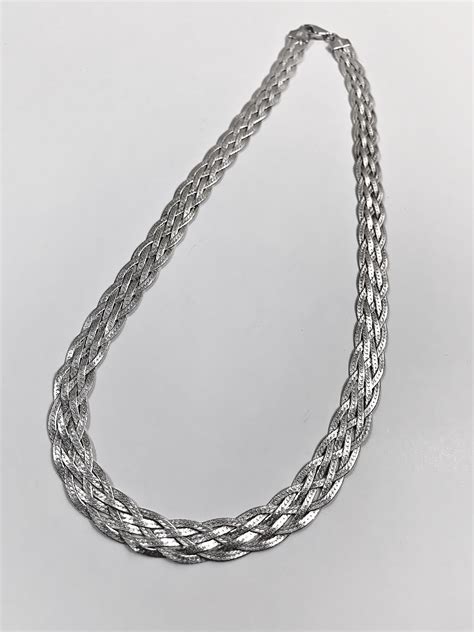 Vintage Sterling Silver 925 Su Italy Braided Woven Necklace 18 Long