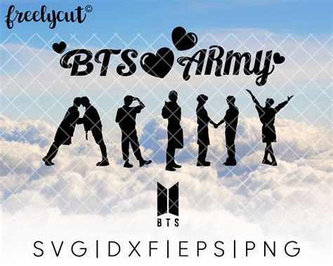 Buy BTS Poses Army Love SVG Cut File Template For Cricut Online In