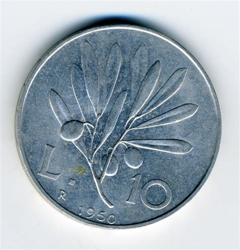 Italian 10 Lira Coin 1950 Reverse Ten Lira Coin From 1950 Flickr