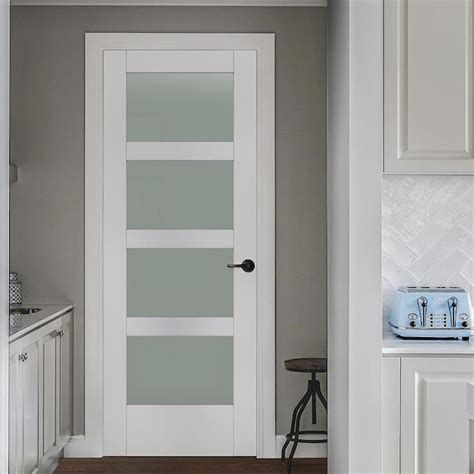 Jeld Wen Moda Pmt1044 Primed 4 Panel Square Solid Core Frosted Glass
