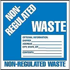 NMC HAZARDOUS MATERIALS Label Legend Non Regulated Waste Optional