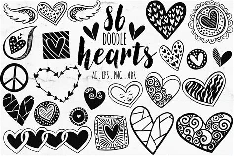 Heart Doodles Valentine Photoshop Graphics Creative Market