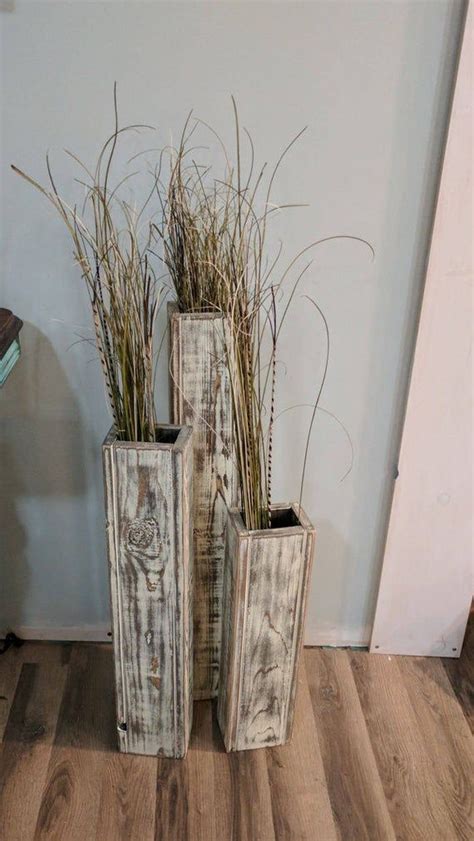 Set Of 3 24 Tall Rustic Floor Vases Wooden Vases Image 2 Rustic Floor Vase Floor Vase Decor